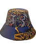 PRINTED SILK BUCKET HAT: LEOPARD: NAVY