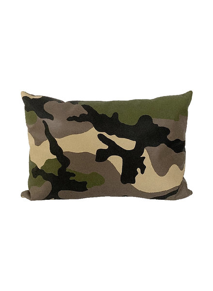CAMOUFLAGE LEATHER PILLOW: BLACK-BEIGE-GREEN