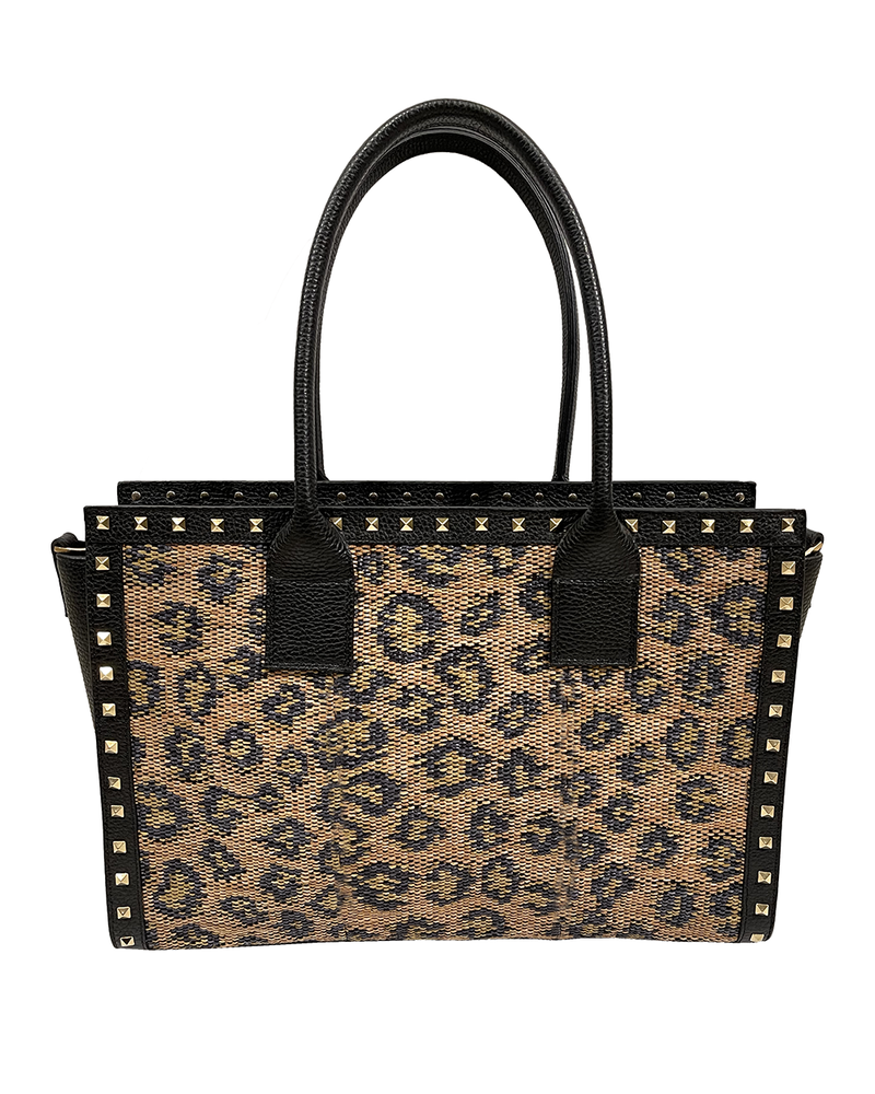 FRANCESCA BAG: BLACK JACQUARD RAFFIA