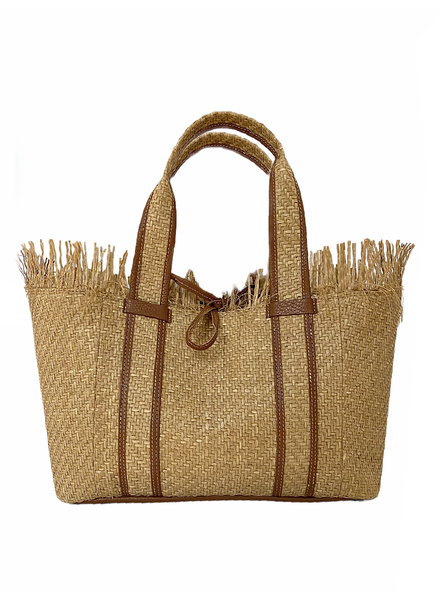 RAFFAELA MEDIUM TOTE: COGNAC RAFFIA