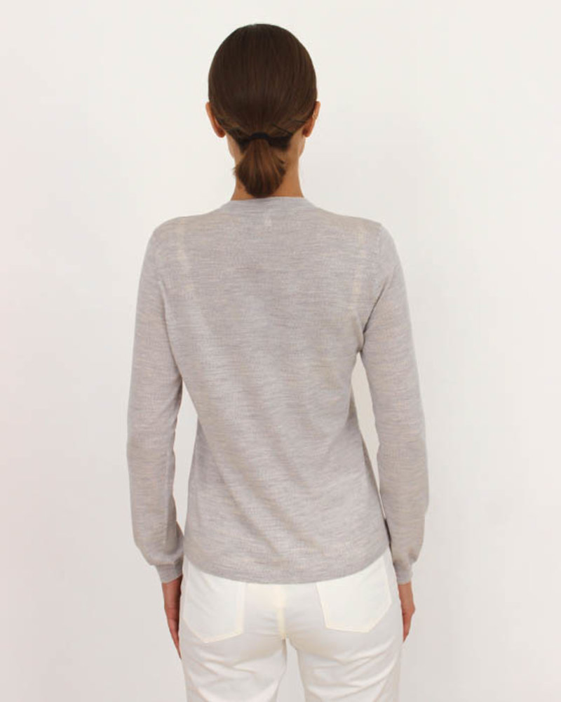 SUPERFINE LIGHT WEIGHT CREW SWEATER: PEARL