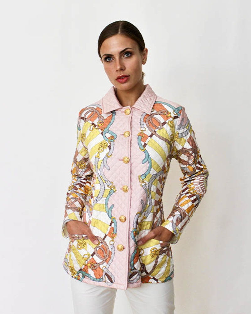 SILK PRINTED QUILTED JACKET: FIRENZE MELON