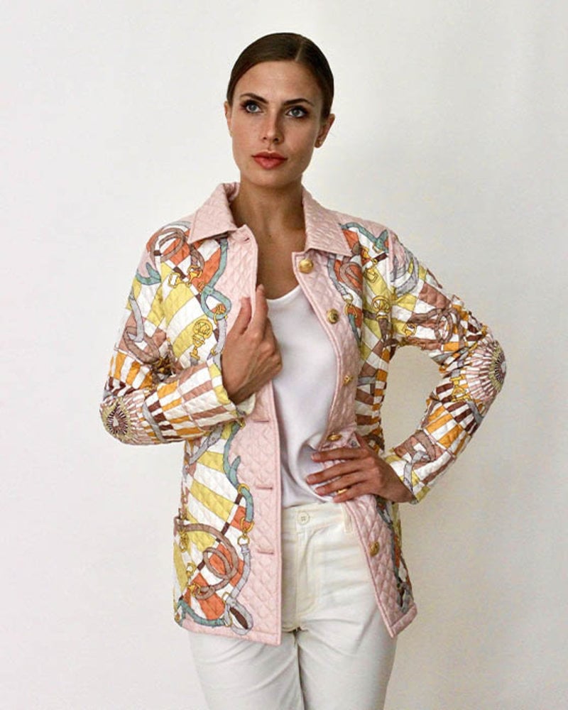 SILK PRINTED QUILTED JACKET: FIRENZE MELON