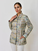 SILK PRINTED QUILTED JACKET: PALM BEACH MULTICOLOR: