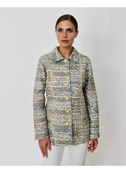 SILK PRINTED QUILTED JACKET: PALM BEACH MULTICOLOR