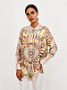 COLLARLESS SILK PRINTED SHIRT: FIRENZE MELON