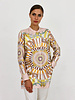 COLLARLESS SILK PRINTED SHIRT: FIRENZE MELON