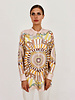 COLLARLESS SILK PRINTED SHIRT: FIRENZE MELON