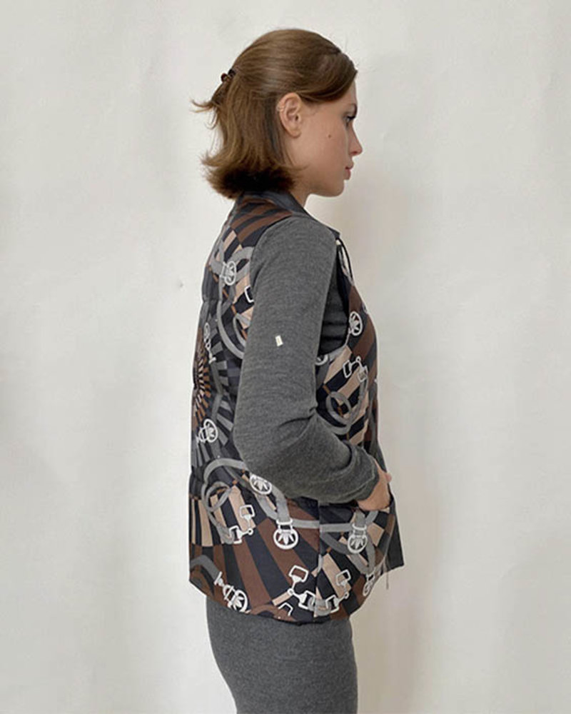 SILK PRINTED VEST: FIRENZE CHOCOLATE: