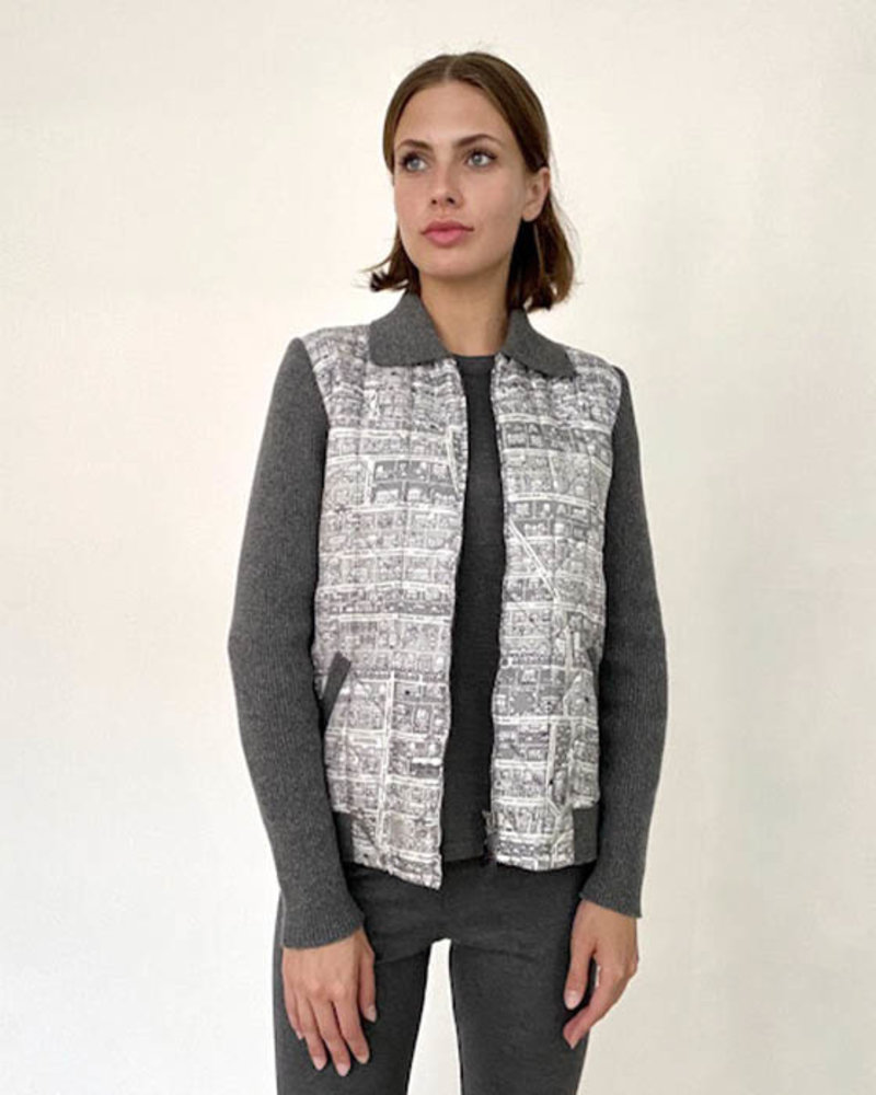 CASHMERE KNIT-SILK PRINTED SWEATER 