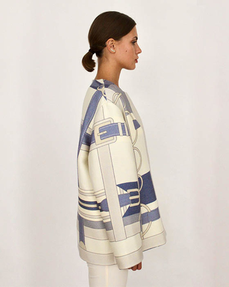 WOOL PRINTED JACKET: SIENA  BLUE