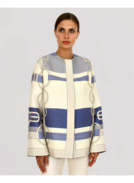 WOOL PRINTED JACKET: SIENA: BLUE