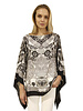 CASHMERE PRINTED PONCHO: ELIZABETH: BLACK-GRAY