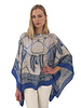CASHMERE PRINTED PONCHO: STIRRUPS: AZURE
