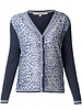 CASHMERE KNIT CARDIGAN WITH SILK PRINT: LEOPARD: BLUE