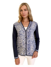 CASHMERE KNIT CARDIGAN WITH SILK PRINT