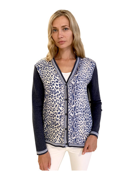 CASHMERE KNIT CARDIGAN WITH SILK PRINT