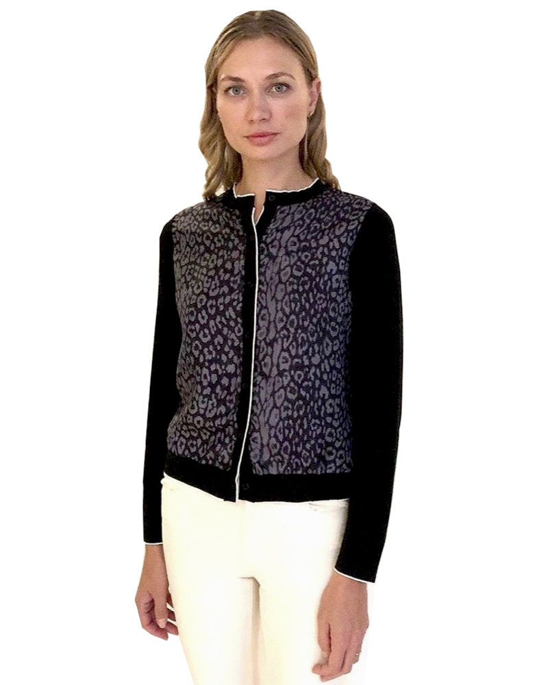 KNITTED CARDIGAN W/ SILK: - LEO-BLACK RANI ARABELLA