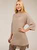 SWEATER DRESS WITH SUEDE FRINGE DETAIL:  100% CASHMERE: CAMEL