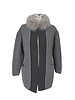 KNIT LONG COAT W/ FOX COLLAR, GRAY