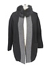 KNIT LONG COAT W/ FOX COLLAR, BLACK