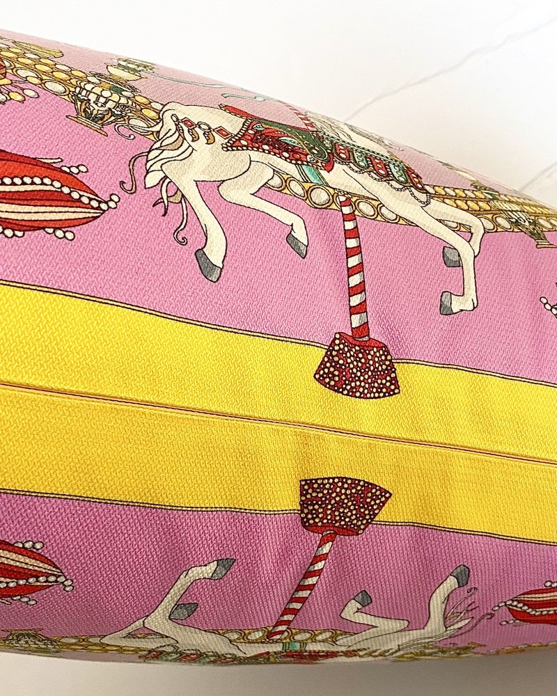 SILK PRINTED SCARF ON BOTH SIDE: 24" X 24": TOY HORSES-CANDY