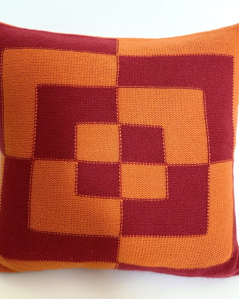 CASHMERE BLOCK TWO-TONE PILLOW: SIZE 21" X 21": CRIMSON-TERRA