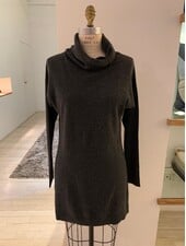 COWLNECK TUNIC  W/ BELT, BLACK