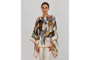 SILK PRINTED SHIRT: POODLE: IVORY - RANI ARABELLA