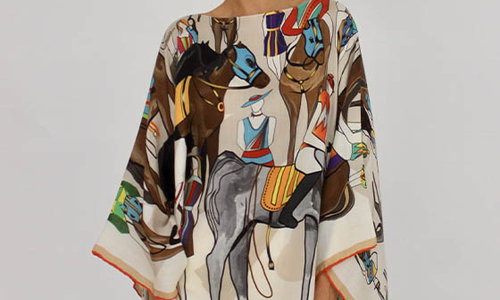 PRINTED SILK SCARF: EGYPTIAN:BROWN - RANI ARABELLA