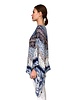 CASHMERE PRINTED PONCHO: FEATHERS: BLUE