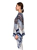 PRINTED CASHMERE PONCHO: FEATHERS: BLUE