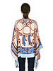CASHMERE PRINTED PONCHO: STIRRUPS: FOG BLUE