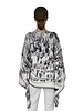 PRINTED CASHMERE PONCHO: AFTER THE RACE:GRAY