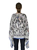 PRINTED CASHMERE PONCHO: AFTER THE RACE:BLUE