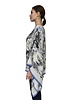 PRINTED CASHMERE PONCHO: AFTER THE RACE:BLUE