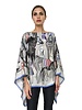 PRINTED CASHMERE PONCHO: AFTER THE RACE:BLUE
