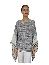 CASHMERE PRINTED PONCHO: PALM BEACH: BLACK