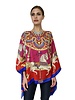 CASHMERE PRINTED PONCHO: TOY HORSES:RED