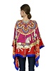 CASHMERE PRINTED PONCHO: TOY HORSES:RED