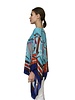 CASHMERE PRINTED PONCHO: STIRRUPS: TURQUOISE