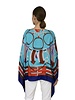CASHMERE PRINTED PONCHO: STIRRUPS: TURQUOISE