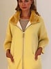 KNIT ZIP CARDIGAN W/ FUR COLLAR, YELLOW-IVORY,