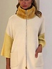 KNIT ZIP CARDIGAN W/ FUR COLLAR, YELLOW-IVORY,