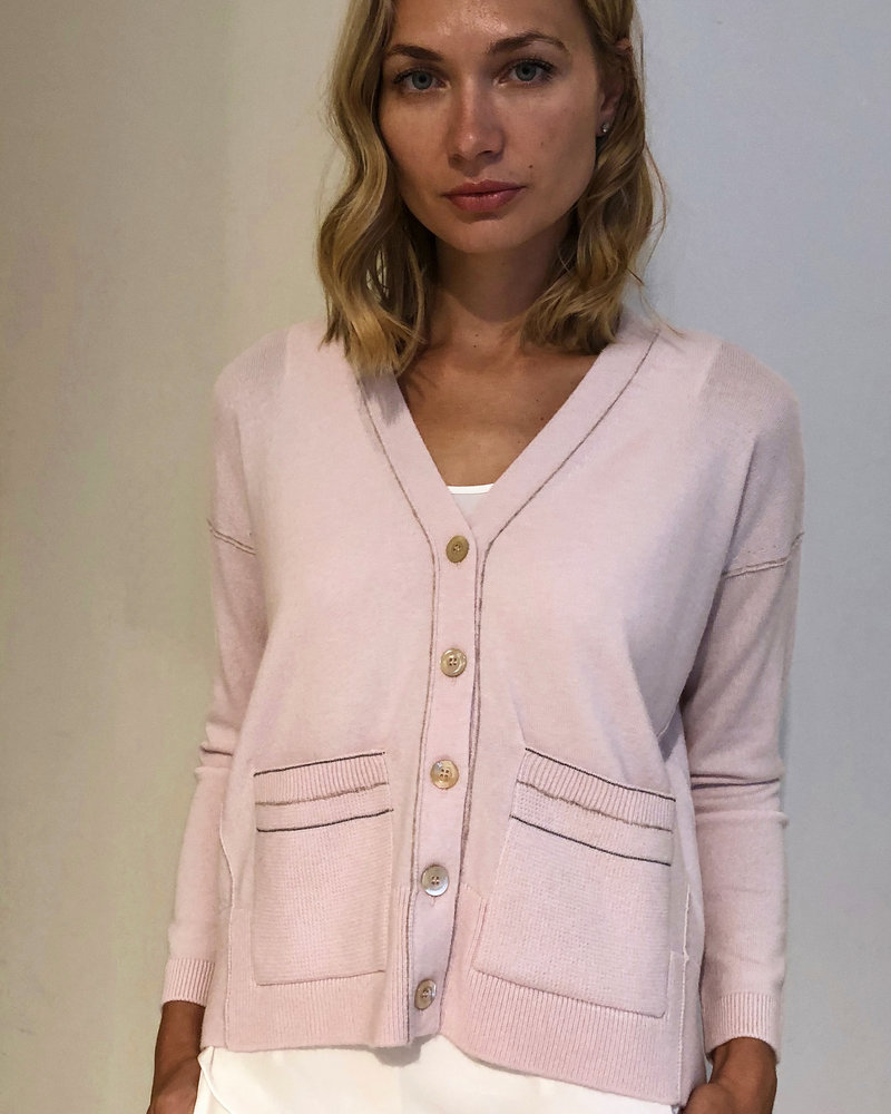 KNIT HI-LOW CARDIGAN: PINK