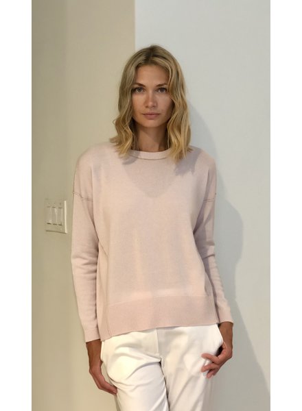 CREWNECK HI-LOW SWEATER: PINK