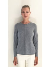 LS KNITTED CREW WITH CENTER PIPING: GRAY