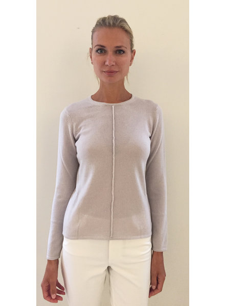LS KNITTED CREW WITH CENTER PIPING: LIGHT PINK