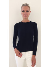 LS KNITTED CREW WITH CENTER PIPING: MIDNIGHT BLUE