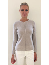 LS KNITTED CREW WITH CENTER PIPING: PEARL